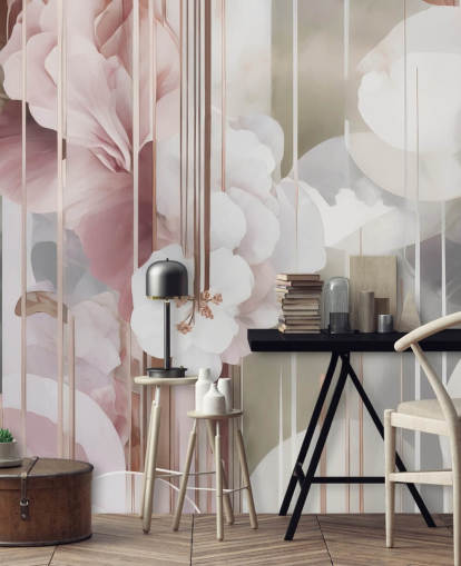 mural floral rosa personalizable llamado Architecture of Nature Pink de Marina Stupakova