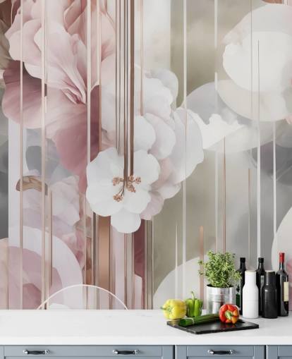 customisable pink floral mural called Architecture of Nature Pink by Marina Stupakova