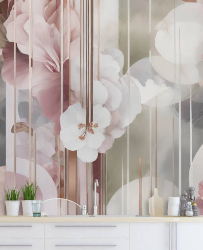 customizable pink floral mural called Architecture of Nature Pink by Marina Stupakova