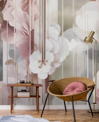 customisable pink floral mural called Architecture of Nature Pink by Marina Stupakova