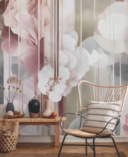 personalisierbares rosafarbenes Blumenwandbild namens Architecture of Nature Pink von Marina Stupakova