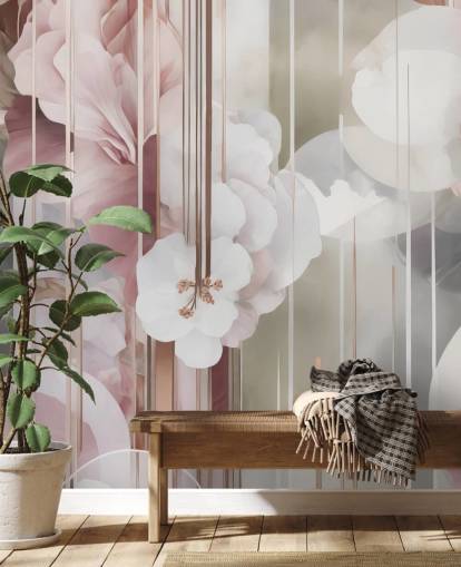 mural floral rosa personalizable llamado Architecture of Nature Pink de Marina Stupakova