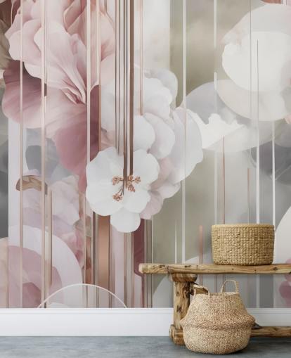 customisable pink floral mural called Architecture of Nature Pink by Marina Stupakova