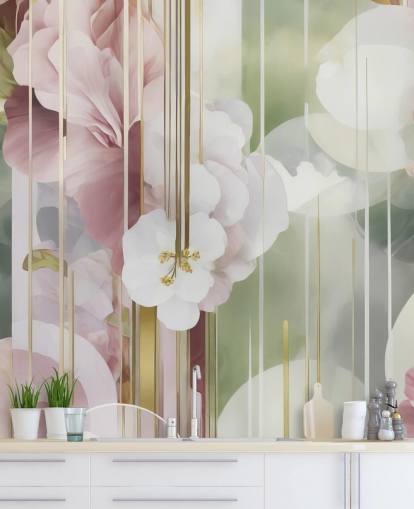 personalisierbares abstraktes Blumengemälde in Weiß, Rosa und Grün mit dem Titel Architecture of Nature von Marina Stupakova personalisierbares abstraktes Blumengemälde in Weiß, Rosa und Grün mit dem Titel Architecture of Nature von Marina Stupakova