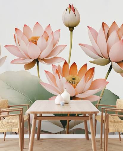 rosafarbenes, weißes und grünes Blumengemälde namens Breath of Lotus von Marina Stupakova für Schlafzimmer, Wohnzimmer und Heimbüros rosafarbenes, weißes und grünes Blumengemälde namens Breath of Lotus von Marina Stupakova für Schlafzimmer, Wohnzimmer und Heimbüros