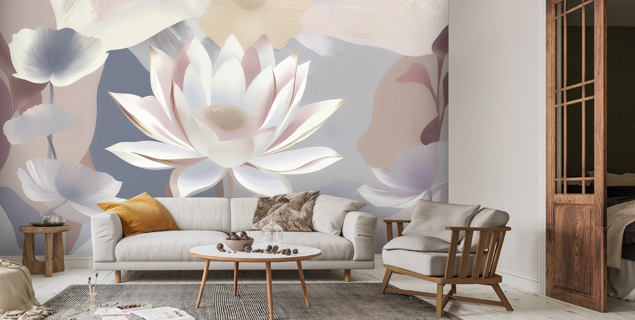 Dance of Lotuses Floral Mural | Wallsauce UK