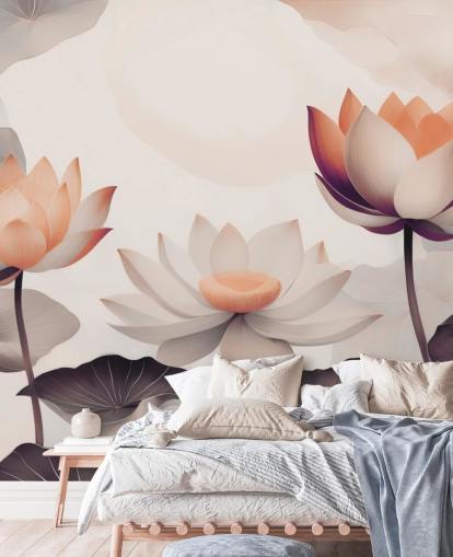 pink and peach lotus mural called Petals of Zen Coral by Marina Stupakova pink and peach lotus mural called Petals of Zen Coral by Marina Stupakova