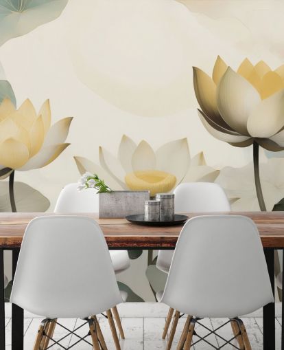 gult, hvitt og grønt blomstermaleri kalt Petals of Zen av Marina Stupakova for soverom og stuer gult, hvitt og grønt blomstermaleri kalt Petals of Zen av Marina Stupakova for soverom og stuer