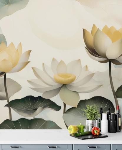 gult, hvitt og grønt blomstermaleri kalt Petals of Zen av Marina Stupakova for soverom og stuer gult, hvitt og grønt blomstermaleri kalt Petals of Zen av Marina Stupakova for soverom og stuer