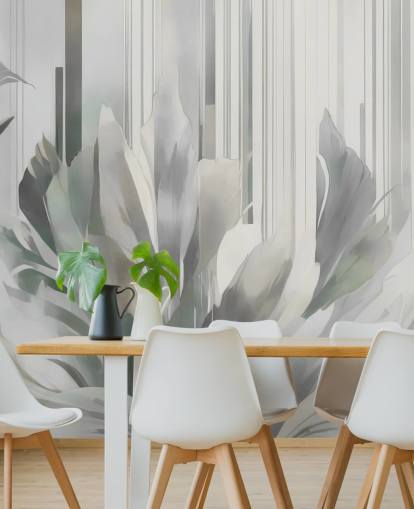 gray abstract floral mural called Poetry of Motion Gray by Marina Stupakova for hallways and dining rooms gray abstract floral mural called Poetry of Motion Gray by Marina Stupakova for hallways and dining rooms