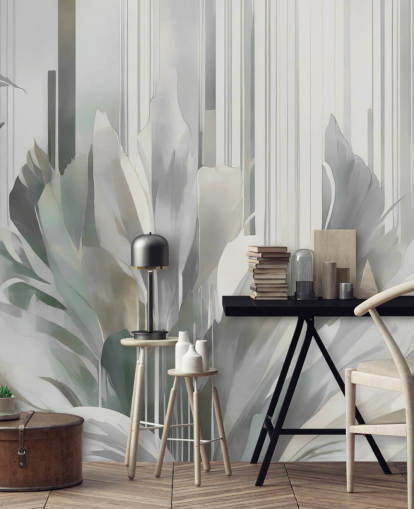 gray abstract floral mural called Poetry of Motion Gray by Marina Stupakova for hallways and dining rooms gray abstract floral mural called Poetry of Motion Gray by Marina Stupakova for hallways and dining rooms