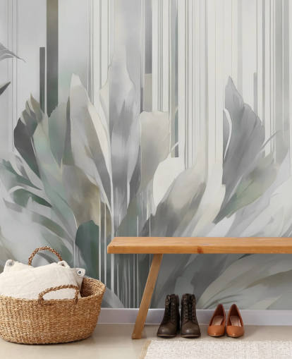 mural floral abstracto gris llamado Poetry of Motion Grey de Marina Stupakova para pasillos y comedores mural floral abstracto gris llamado Poetry of Motion Grey de Marina Stupakova para pasillos y comedores