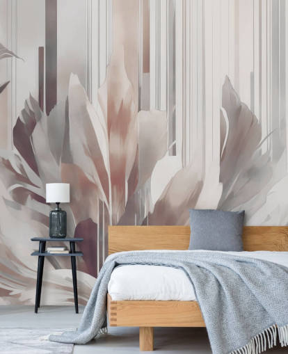 mural floral abstrato de pêssego e cinza chamado Poetry of Motion Peach de Marina Stupakova para salas de jantar e quartos mural floral abstrato de pêssego e cinza chamado Poetry of Motion Peach de Marina Stupakova para salas de jantar e quartos