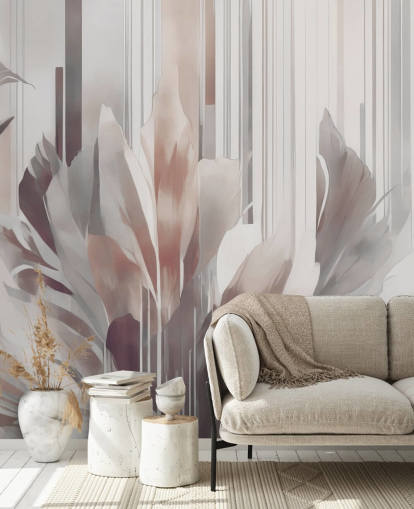 peach and gray abstract floral mural called Poetry of Motion Peach by Marina Stupakova for dining rooms and bedrooms peach and gray abstract floral mural called Poetry of Motion Peach by Marina Stupakova for dining rooms and bedrooms