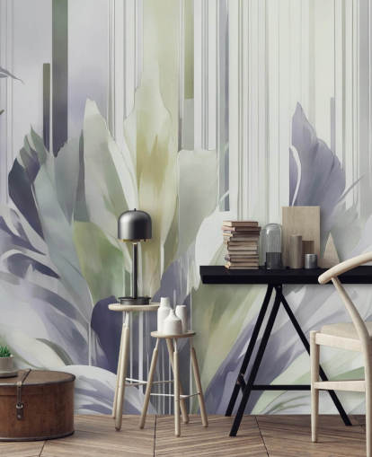 grey and green abstract floral mural called Poetry of Motion Slate and Sage by Marina Stupakova grey and green abstract floral mural called Poetry of Motion Slate and Sage by Marina Stupakova