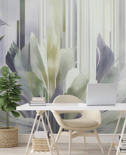 mural floral abstrato cinza e verde chamado Poetry of Motion Slate and Sage de Marina Stupakova mural floral abstrato cinza e verde chamado Poetry of Motion Slate and Sage de Marina Stupakova