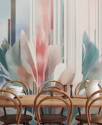 blå og rosa abstrakt blomstermaleri kalt Poetry of Motion av Marina Stupakova for soverom og stuer