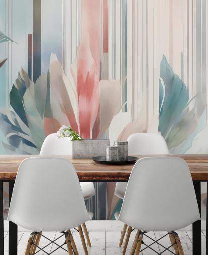 blue and pink abstract floral mural called Poetry of Motion by Marina Stupakova for bedrooms and living rooms