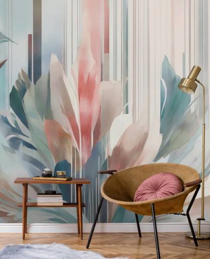 blue and pink abstract floral mural called Poetry of Motion by Marina Stupakova for bedrooms and living rooms blue and pink abstract floral mural called Poetry of Motion by Marina Stupakova for bedrooms and living rooms