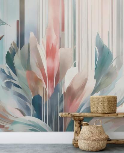 blue and pink abstract floral mural called Poetry of Motion by Marina Stupakova for bedrooms and living rooms blue and pink abstract floral mural called Poetry of Motion by Marina Stupakova for bedrooms and living rooms