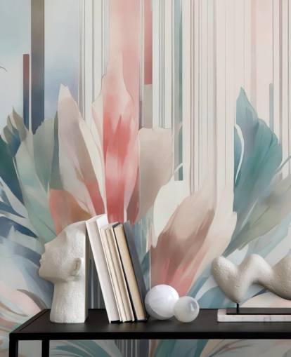 blå og rosa abstrakt blomstermaleri kalt Poetry of Motion av Marina Stupakova for soverom og stuer