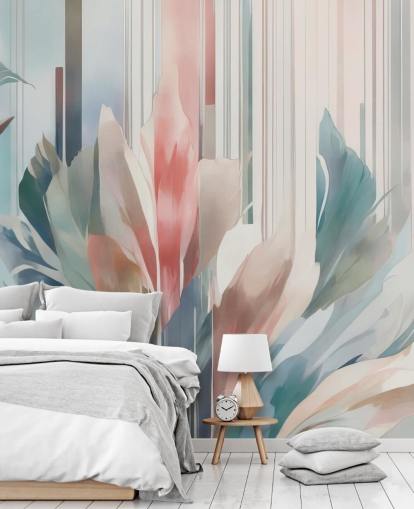 peinture murale florale abstraite bleue et rose appelée Poetry of Motion de Marina Stupakova pour les chambres et les salons peinture murale florale abstraite bleue et rose appelée Poetry of Motion de Marina Stupakova pour les chambres et les salons