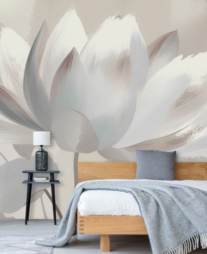 mural floral beige personalizable llamado Silent Lotus Beige de Marina Stupakova mural floral beige personalizable llamado Silent Lotus Beige de Marina Stupakova