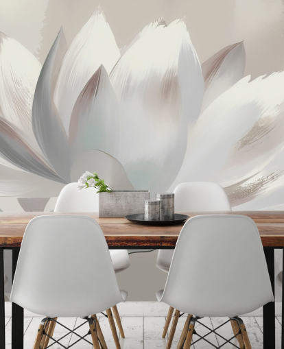 tilpasselig beige blomstermaleri kaldet Silent Lotus Beige af Marina Stupakova