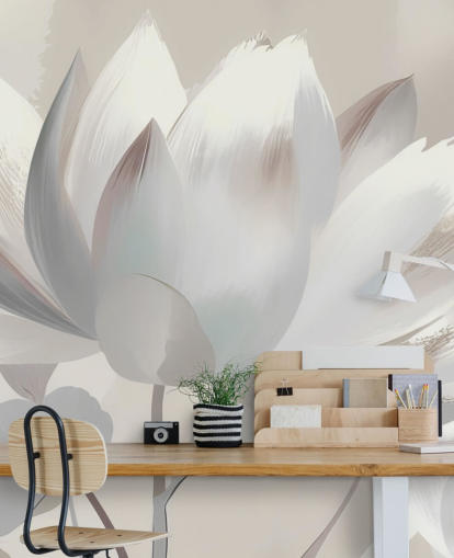 customisable beige floral mural called Silent Lotus Beige by Marina Stupakova customisable beige floral mural called Silent Lotus Beige by Marina Stupakova