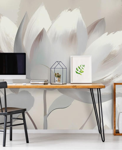 mural floral beige personalizable llamado Silent Lotus Beige de Marina Stupakova mural floral beige personalizable llamado Silent Lotus Beige de Marina Stupakova