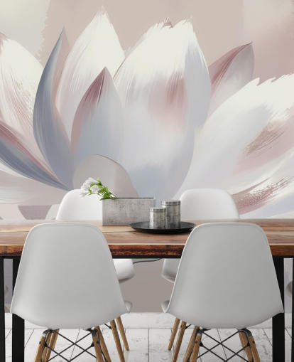 custom blush large floral mural called Silent Lotus Blush by Marina Stupakova for bedrooms and bathrooms