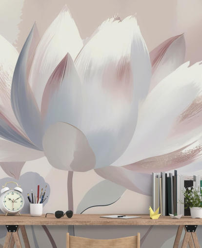 grande peinture murale florale personnalisée appelée Silent Lotus Blush de Marina Stupakova pour les chambres et les salles de bain grande peinture murale florale personnalisée appelée Silent Lotus Blush de Marina Stupakova pour les chambres et les salles de bain