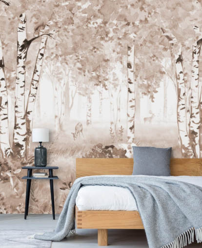 brun anpassningsbar barnskogsväggmålning som heter Bear King Brown Panorama av Kikki Belle brun anpassningsbar barnskogsväggmålning som heter Bear King Brown Panorama av Kikki Belle