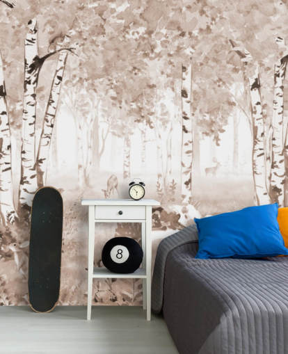 mural florestal infantil personalizável marrom chamado Bear King Brown Panorama de Kikki Belle mural florestal infantil personalizável marrom chamado Bear King Brown Panorama de Kikki Belle