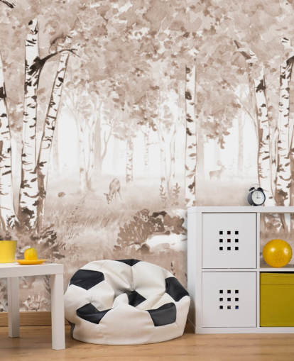 mural florestal infantil personalizável marrom chamado Bear King Brown Panorama de Kikki Belle