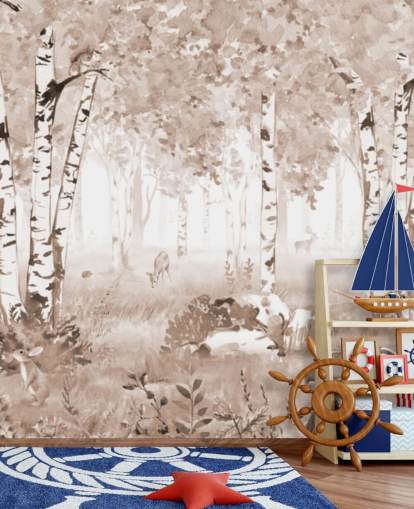 mural florestal infantil personalizável marrom chamado Bear King Brown Panorama de Kikki Belle mural florestal infantil personalizável marrom chamado Bear King Brown Panorama de Kikki Belle