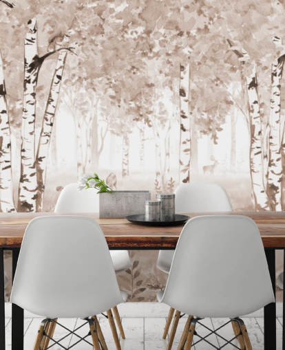 brown customisable kids forest mural called Bear King Brown Panorama by Kikki Belle brown customisable kids forest mural called Bear King Brown Panorama by Kikki Belle