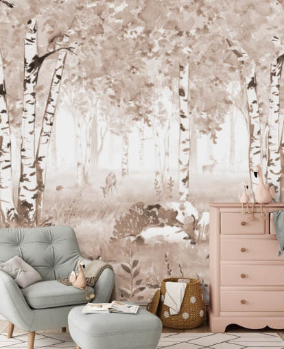 Braunes anpassbares Wald-Wandbild für Kinder namens Bear King Brown Panorama von Kikki Belle