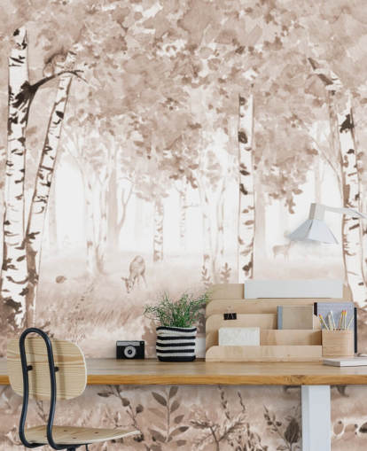 mural marrón personalizable del bosque para niños llamado Bear King Brown Panorama de Kikki Belle mural marrón personalizable del bosque para niños llamado Bear King Brown Panorama de Kikki Belle