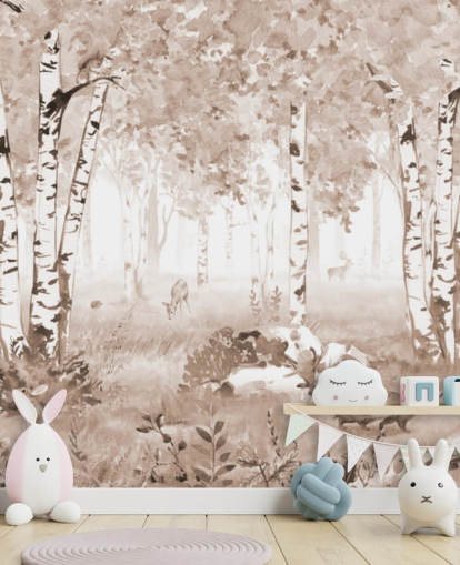 mural florestal infantil personalizável marrom chamado Bear King Brown Panorama de Kikki Belle