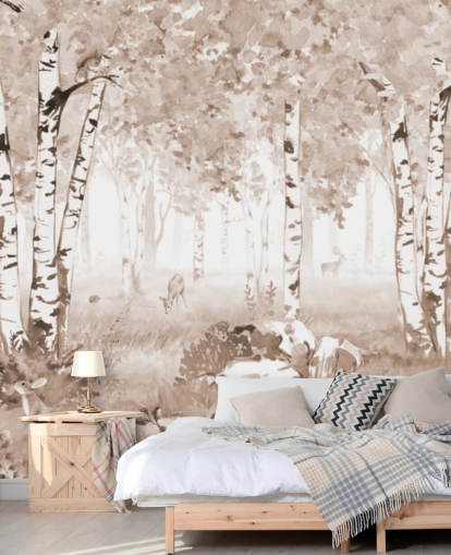 Braunes anpassbares Wald-Wandbild für Kinder namens Bear King Brown Panorama von Kikki Belle