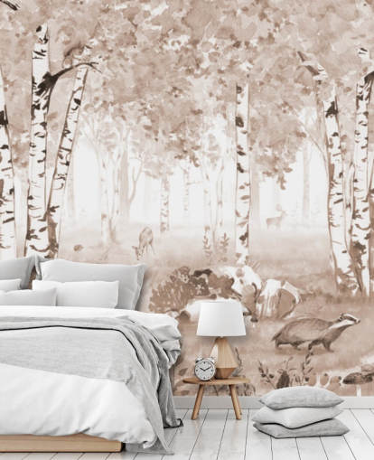 brunt tilpassbart barneskogmaleri kalt Bear King Brown Panorama av Kikki Belle