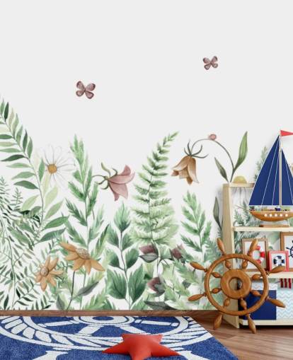 Kikki Bellen mukautettu lasten keijumaalaus nimeltä Fairy Garden Panorama lasten makuuhuoneisiin ja leikkihuoneisiin