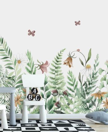 custom kids fairy mural called Fairy Garden Panorama by Kikki Belle for children's bedrooms and playrooms
