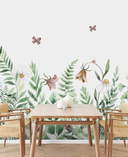 mural de hadas personalizado para niños llamado Fairy Garden Panorama de Kikki Belle para dormitorios infantiles y salas de juegos