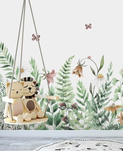 Kikki Bellen mukautettu lasten keijumaalaus nimeltä Fairy Garden Panorama lasten makuuhuoneisiin ja leikkihuoneisiin