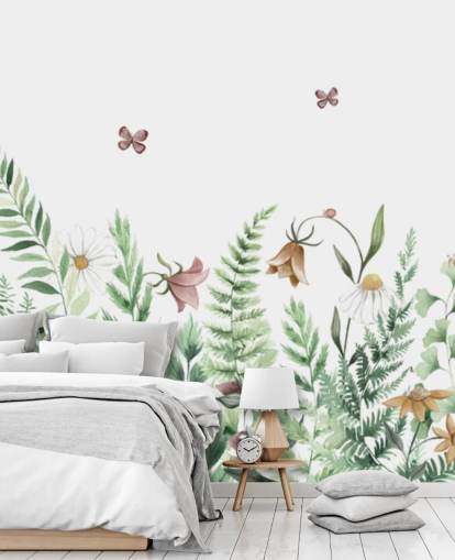 custom kids fairy mural called Fairy Garden Panorama by Kikki Belle for children's bedrooms and playrooms