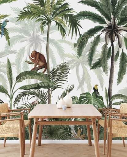 customisable jungle nursery mural called Jungle Jive Panorama by Kikki Belle for nurseries and play rooms