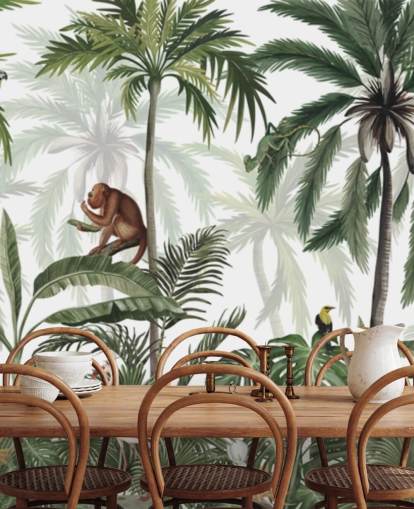 customizable jungle nursery mural called Jungle Jive Panorama by Kikki Belle for nurseries and play rooms