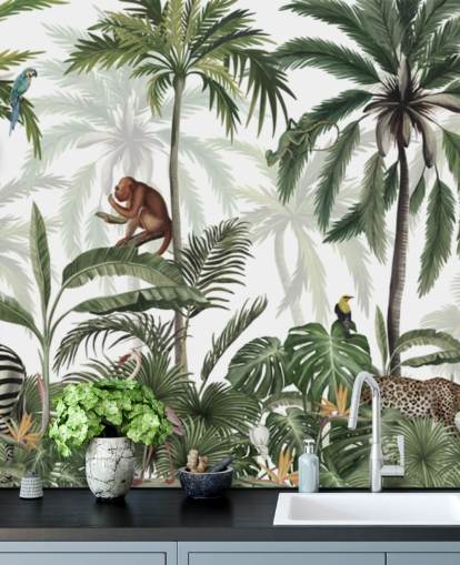 customisable jungle nursery mural called Jungle Jive Panorama by Kikki Belle for nurseries and play rooms customisable jungle nursery mural called Jungle Jive Panorama by Kikki Belle for nurseries and play rooms